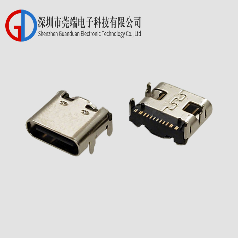 TYPE C female seat single row 16P SMT with pillars