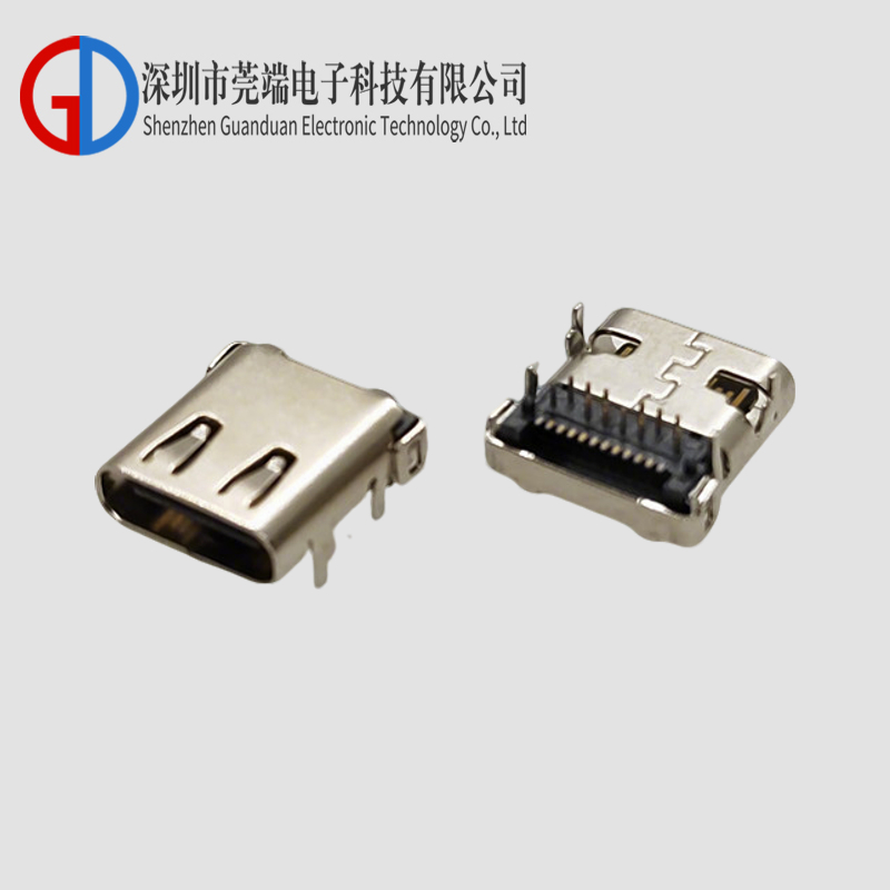 TYPE C female seat 24P with pillar SMT+DIP half package