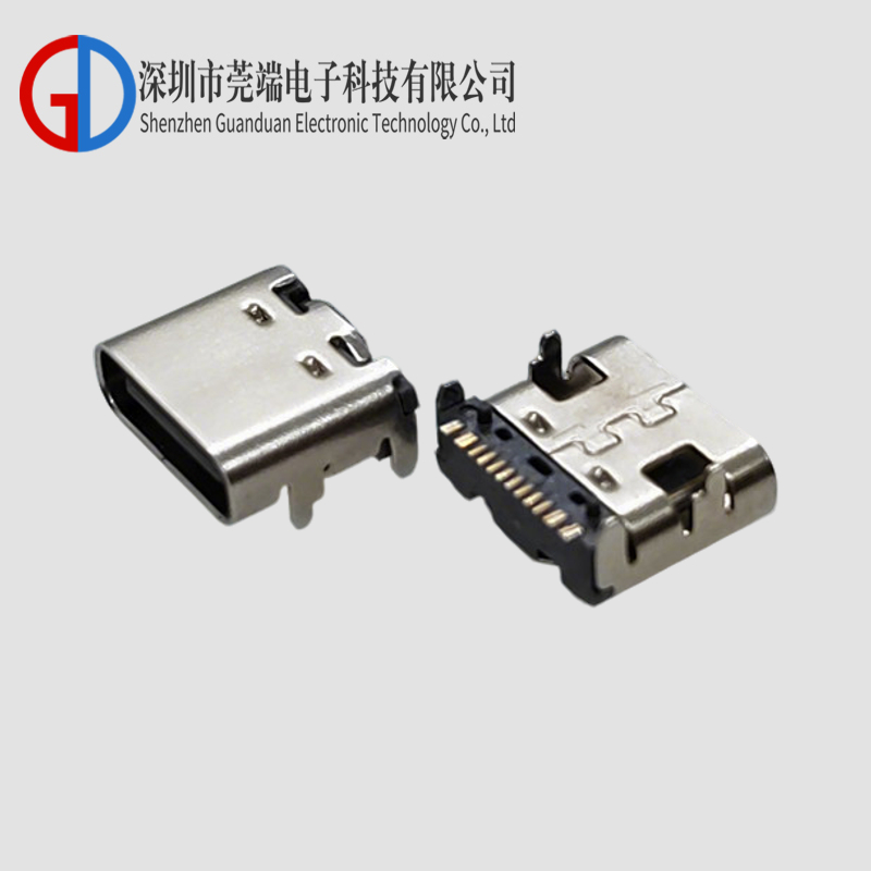 TYPE C female seat single row 16P SMT triple mold top