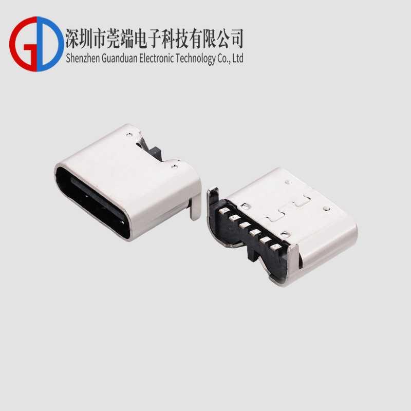 TYPE C Female Seat 6P Board SMT Rear Two Feet